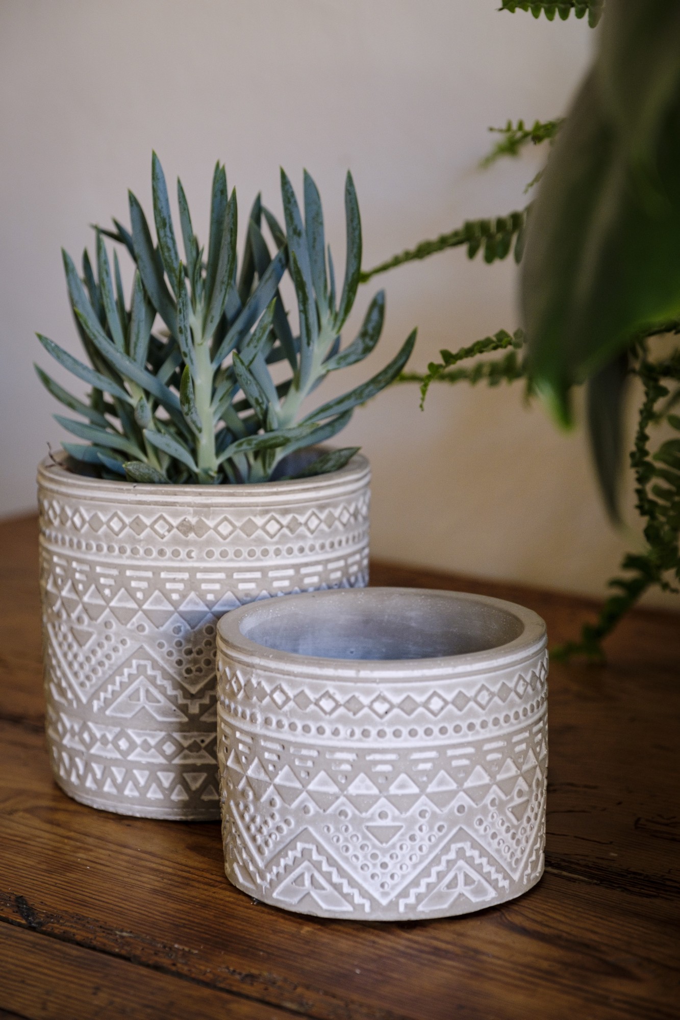 Zementtopf 'Maori', grau-weiß, Ø 13,5 cm, H 13 cm