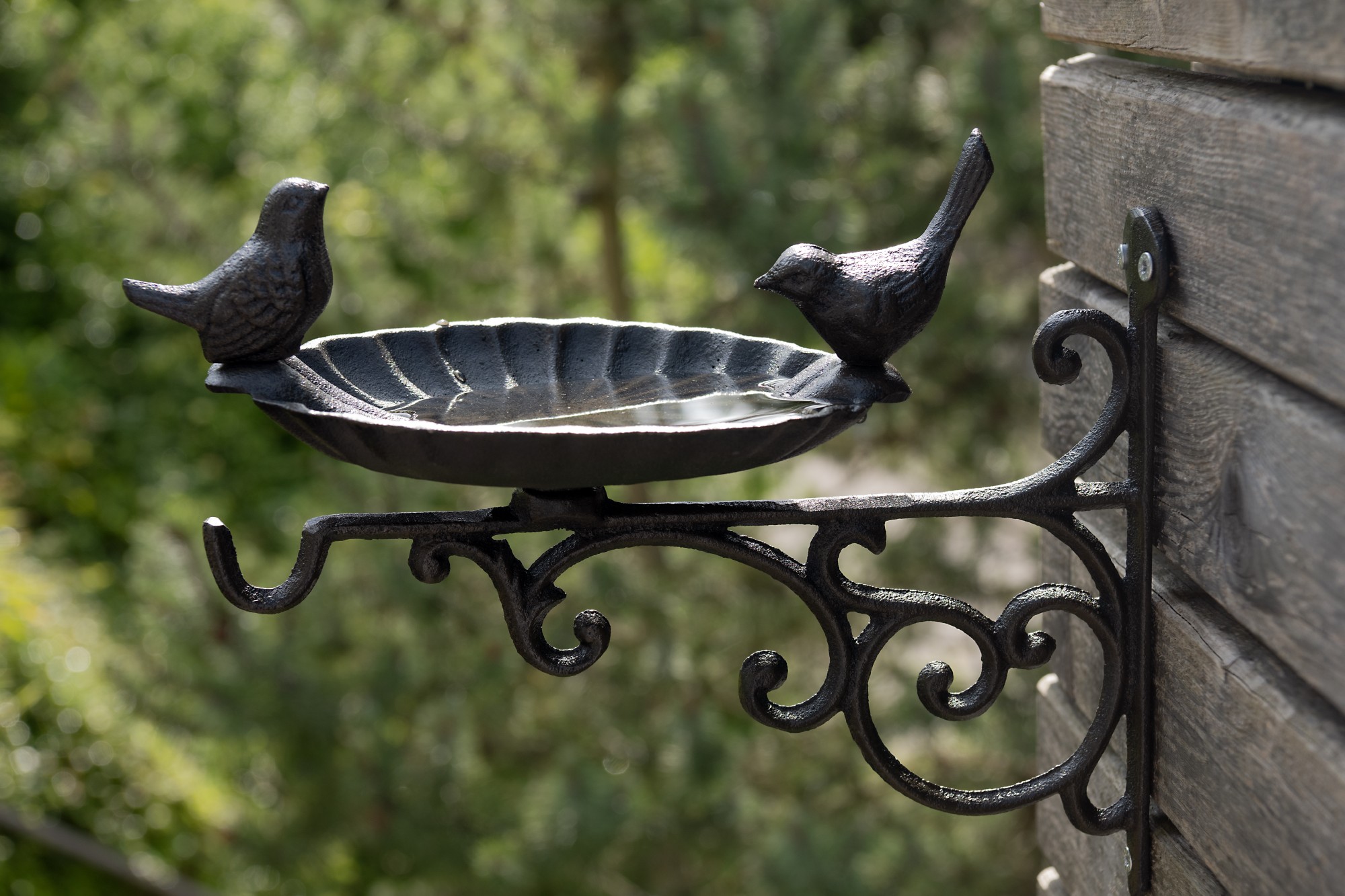 Vogeltränke mit Wandhalter, antik-braun, B 28 cm, H 23 cm