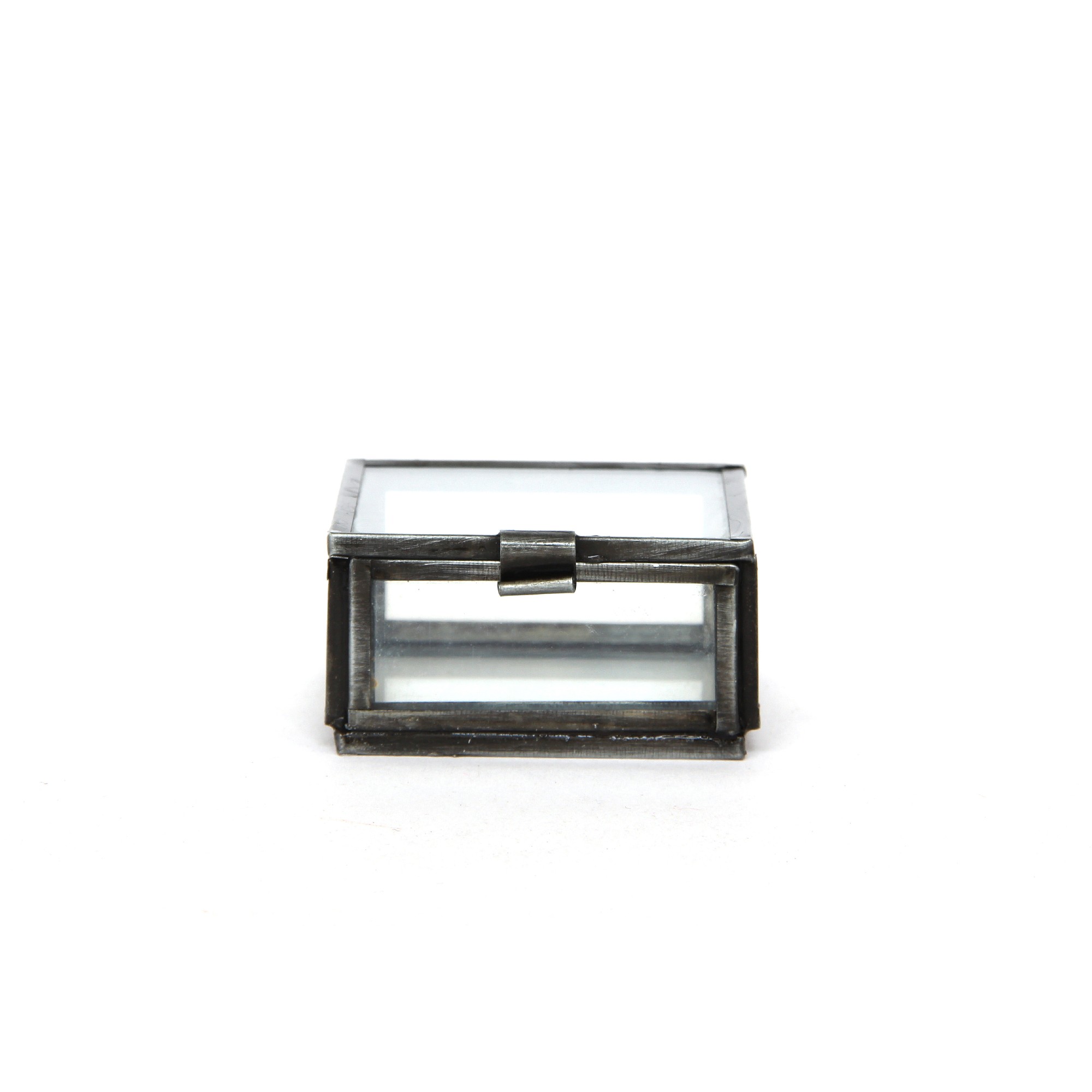 Glasschatulle S, dunkelgrau, T 6 cm, B 6 cm, H 3 cm