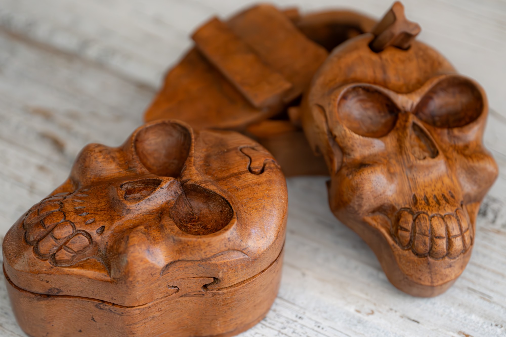 Secret Box 'Skull' S, natur, T 8 cm, B 12 cm, H 7 cm