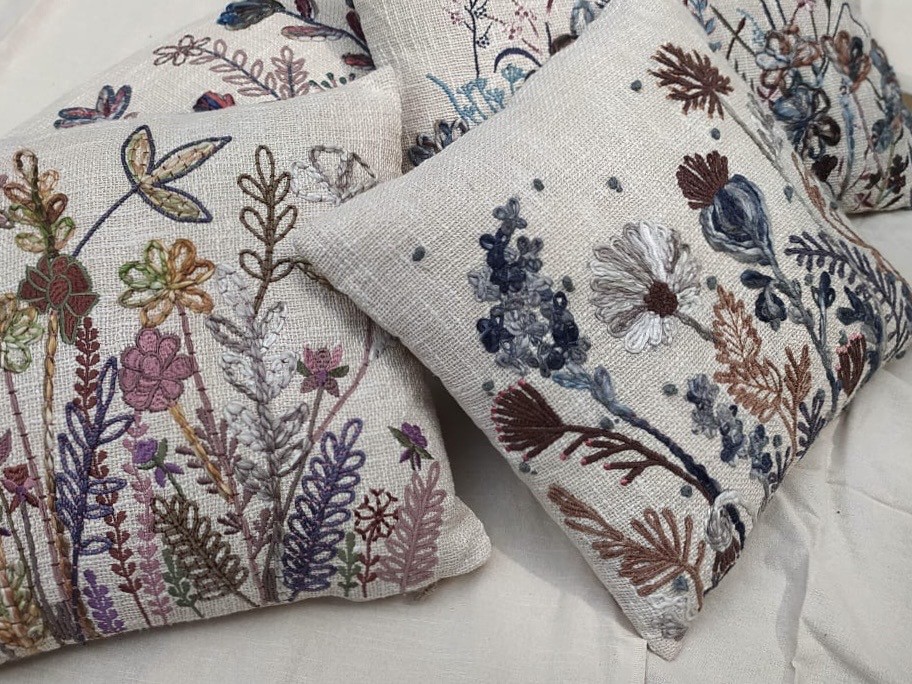 Kissen 'Leela' aus Baumwolle, beige/multi, B 45 cm, H 45 cm