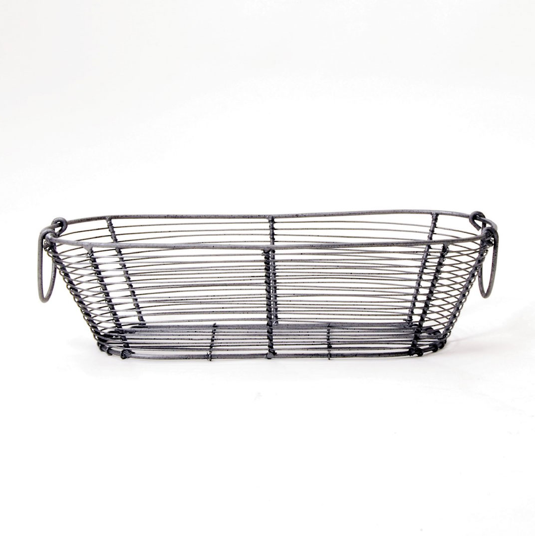 Drahtkorb oval, antik-braun, L 13 cm, B 31 cm, H 8 cm