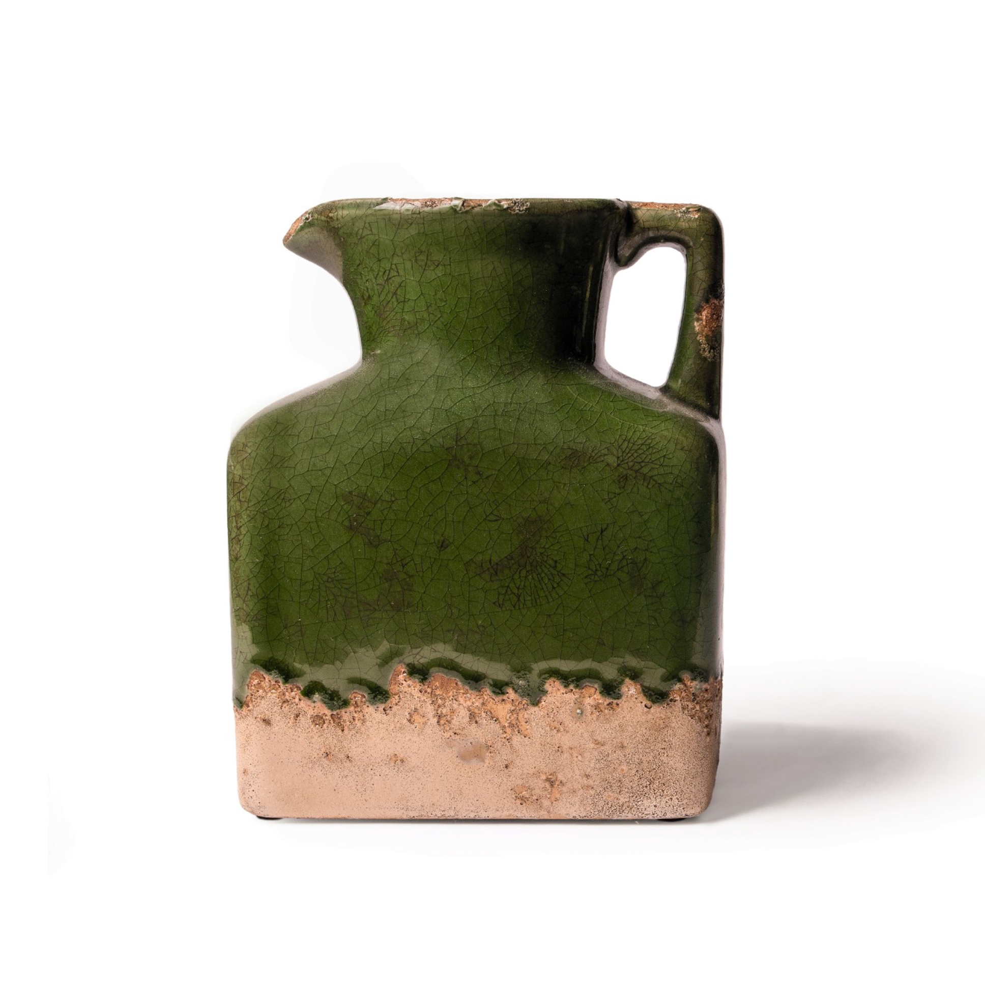 Keramikvase 'Frejus', grün, L 10 cm, B 19 cm, H 23 cm