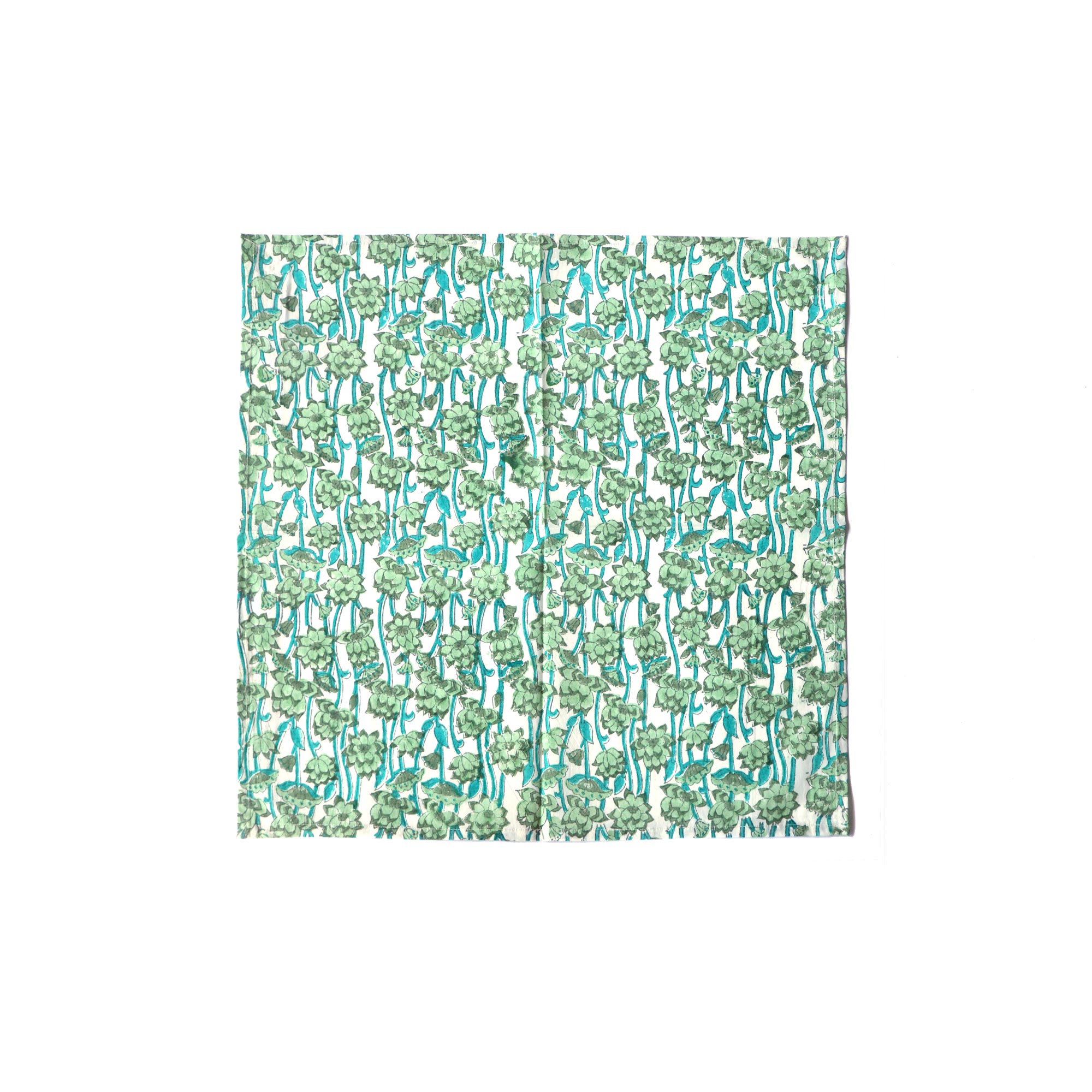 Serviette mit Blumenmuster, weiß, grün, L 50 cm, B 50 cm