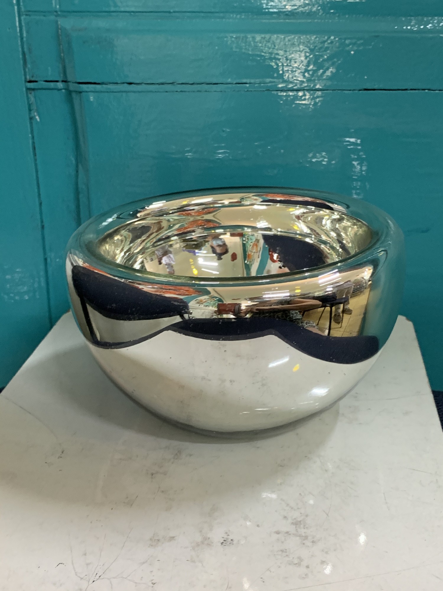 Glasschale, silber, Ø 15 cm, H 9 cm