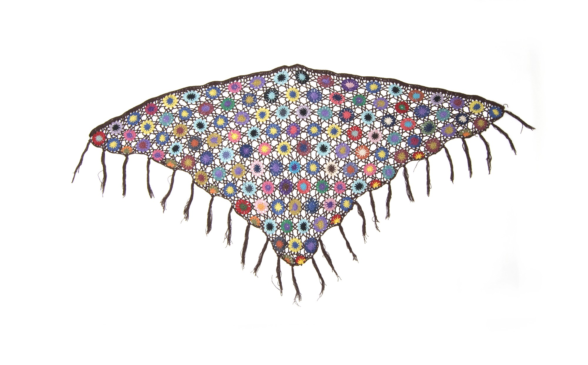 Dreieckiges Häkeltuch, braun/multicolor, L 165 cm, B 85 cm