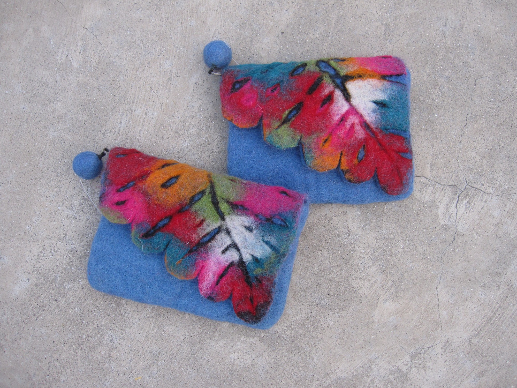 Filz-Etui 'Blatt', blau, H 12 cm, B 16 cm