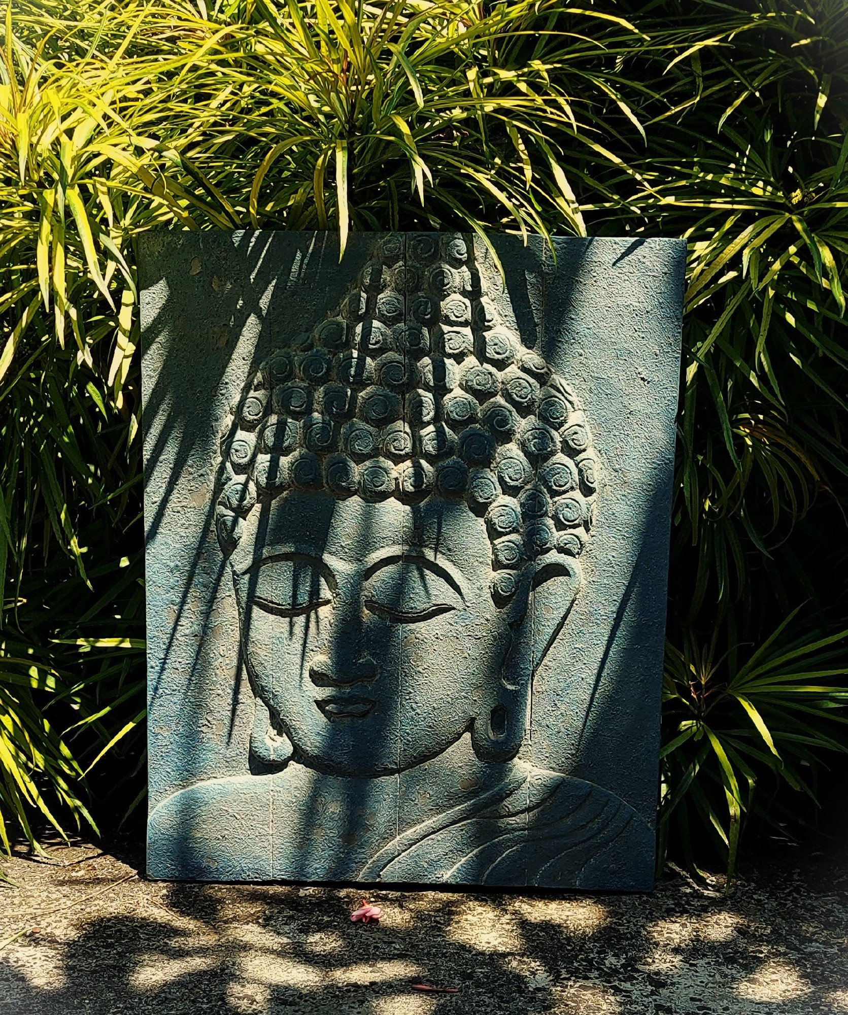 Buddha-Panel, grau, B 60 cm, H 70 cm