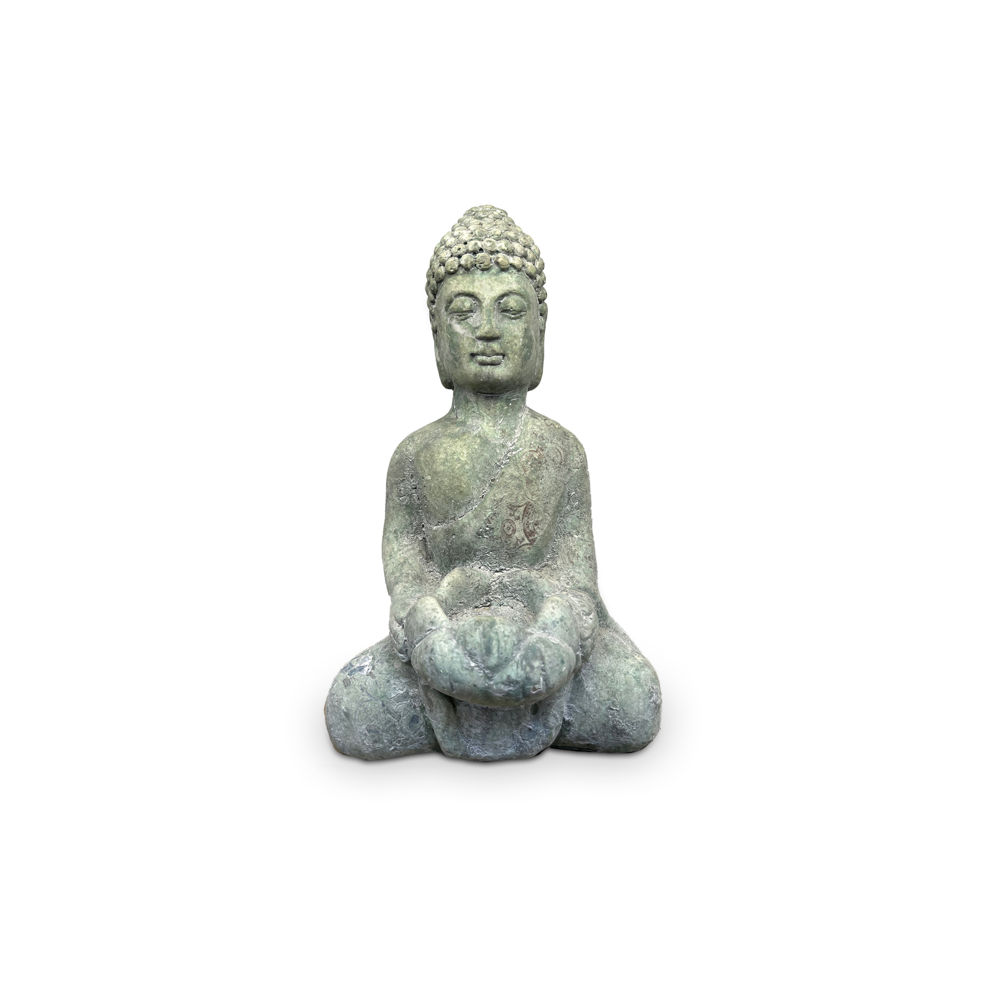 Figur 'Buddha', Grautöne, H 29,5 cm, B 18 cm, L 14 cm