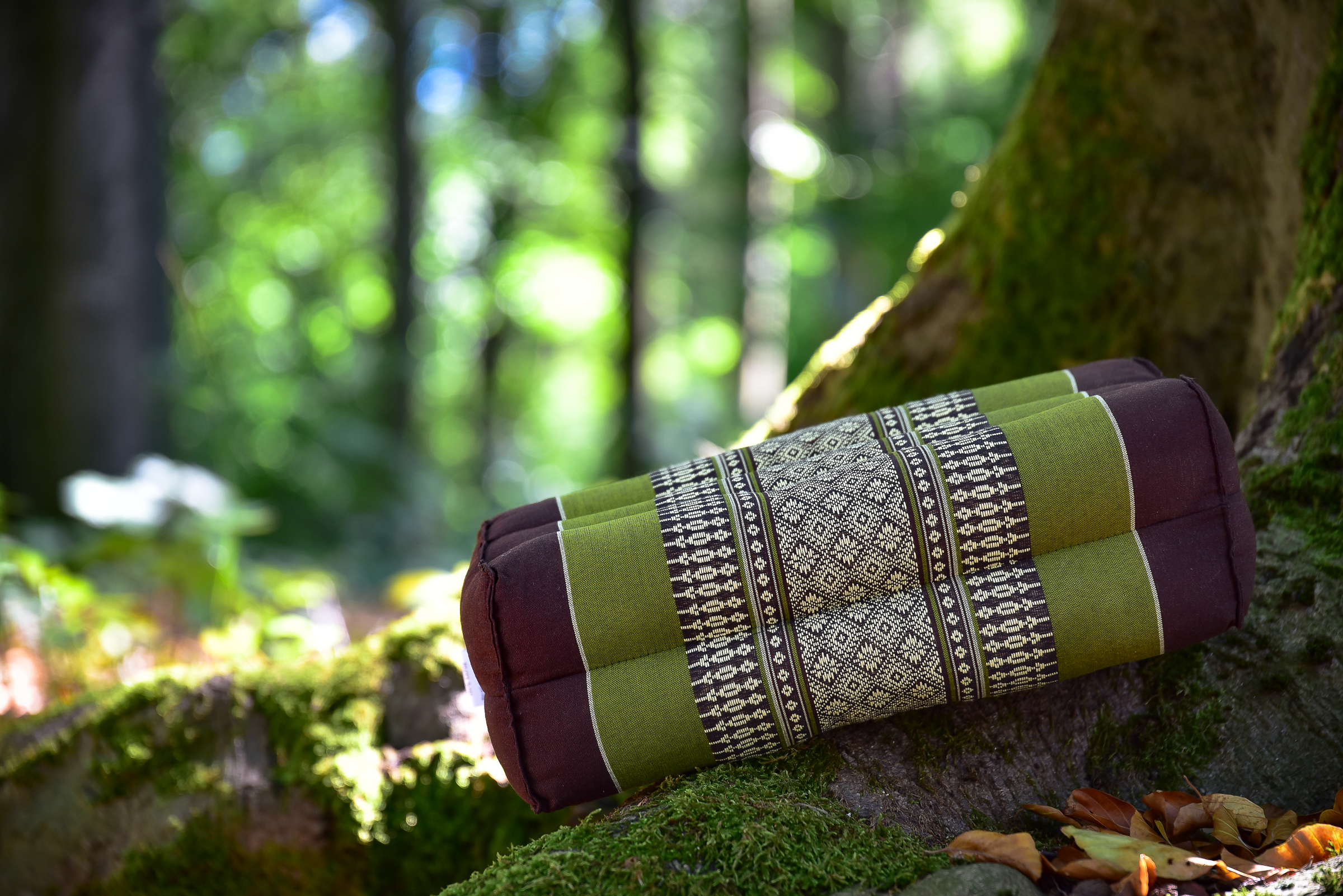 Yogakissen, braun, grün, B 35 cm, H 15 cm, T 17 cm
