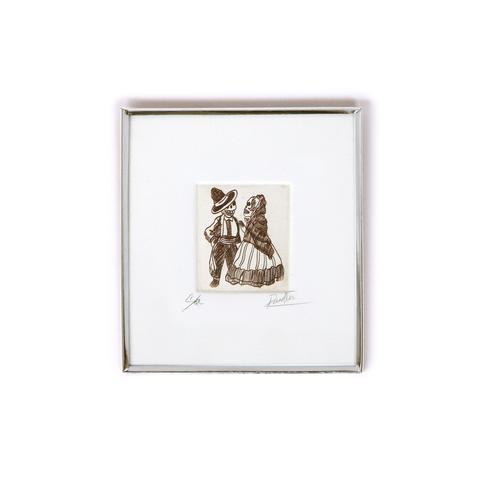 Radierung 'Platicando' in Rahmen, B 9,75 cm, H 10,75 cm