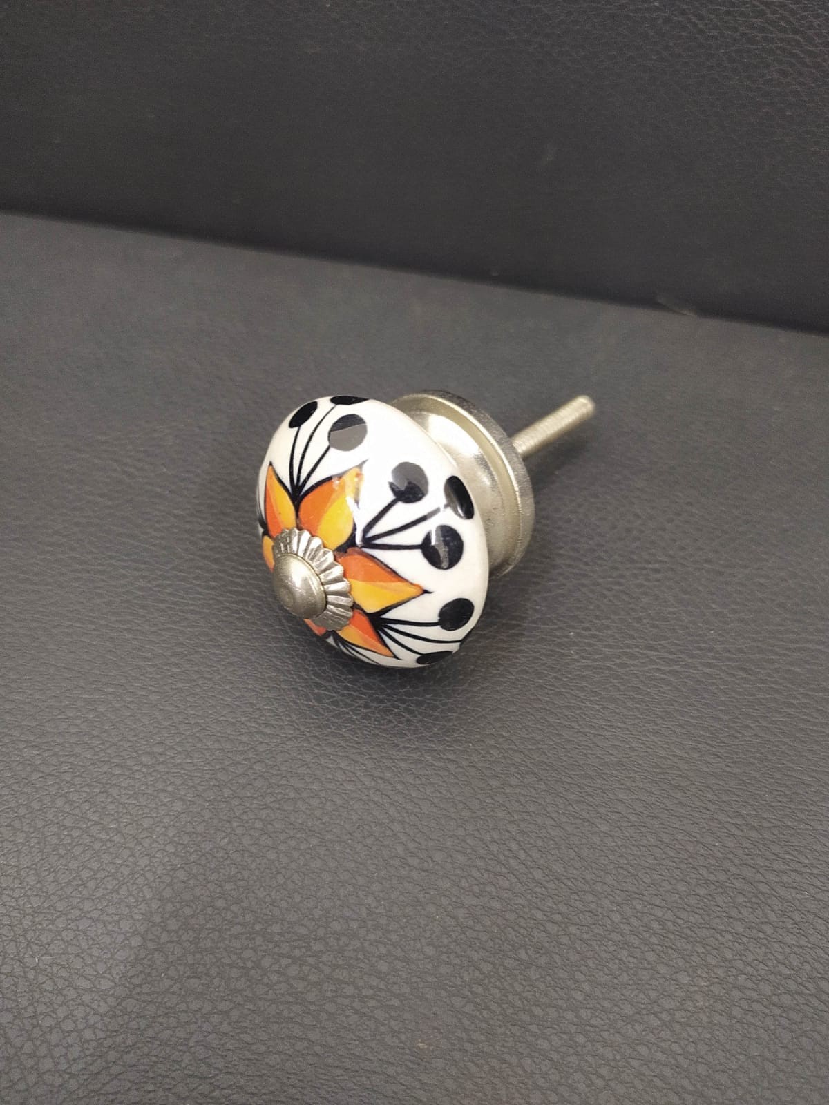 Keramik-Knauf, weiß/orange/blau, Ø 3,5 cm