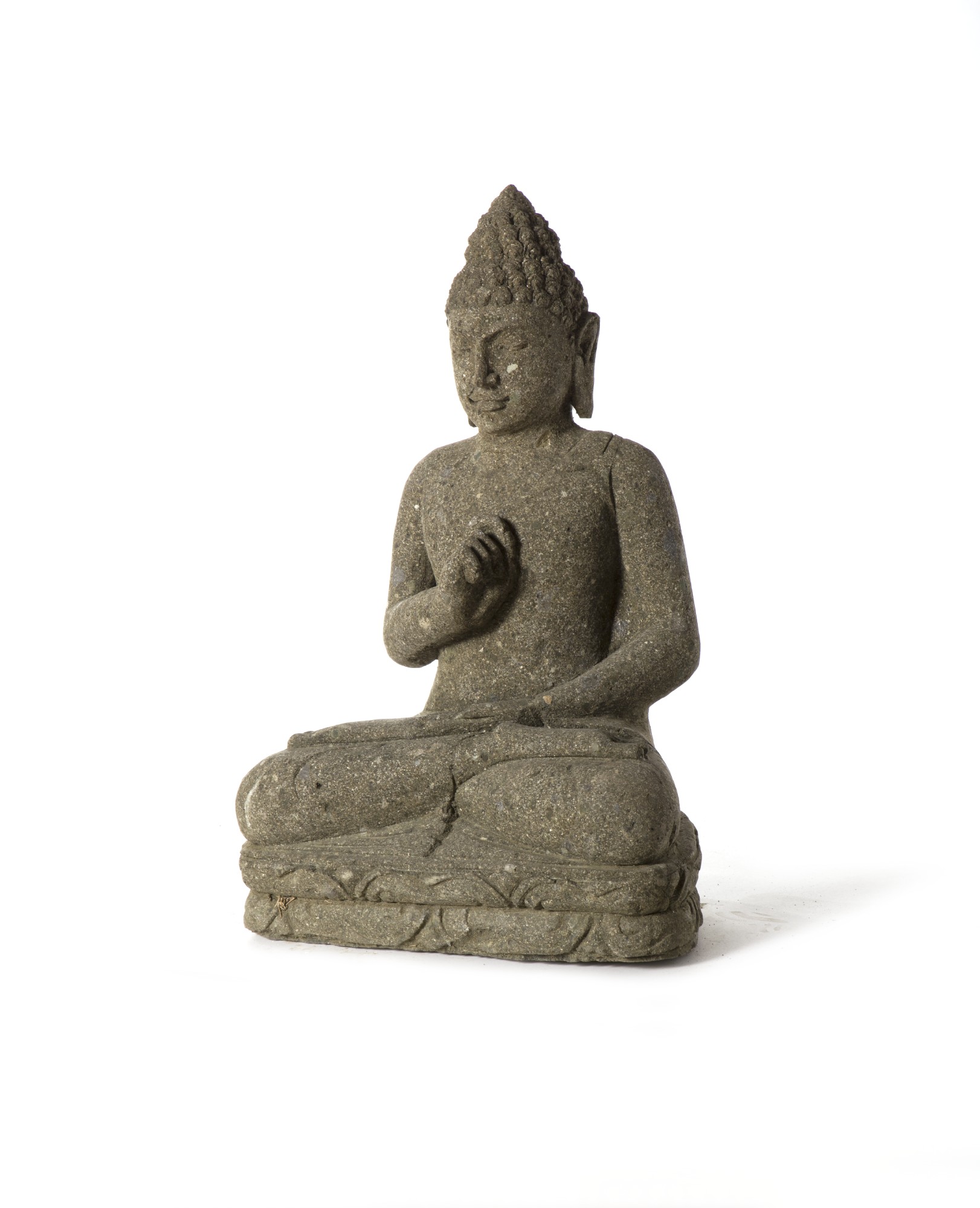 Naturstein-Statue 'Buddha sitzend', grau, H 50 cm, B 30 cm, T 20 cm