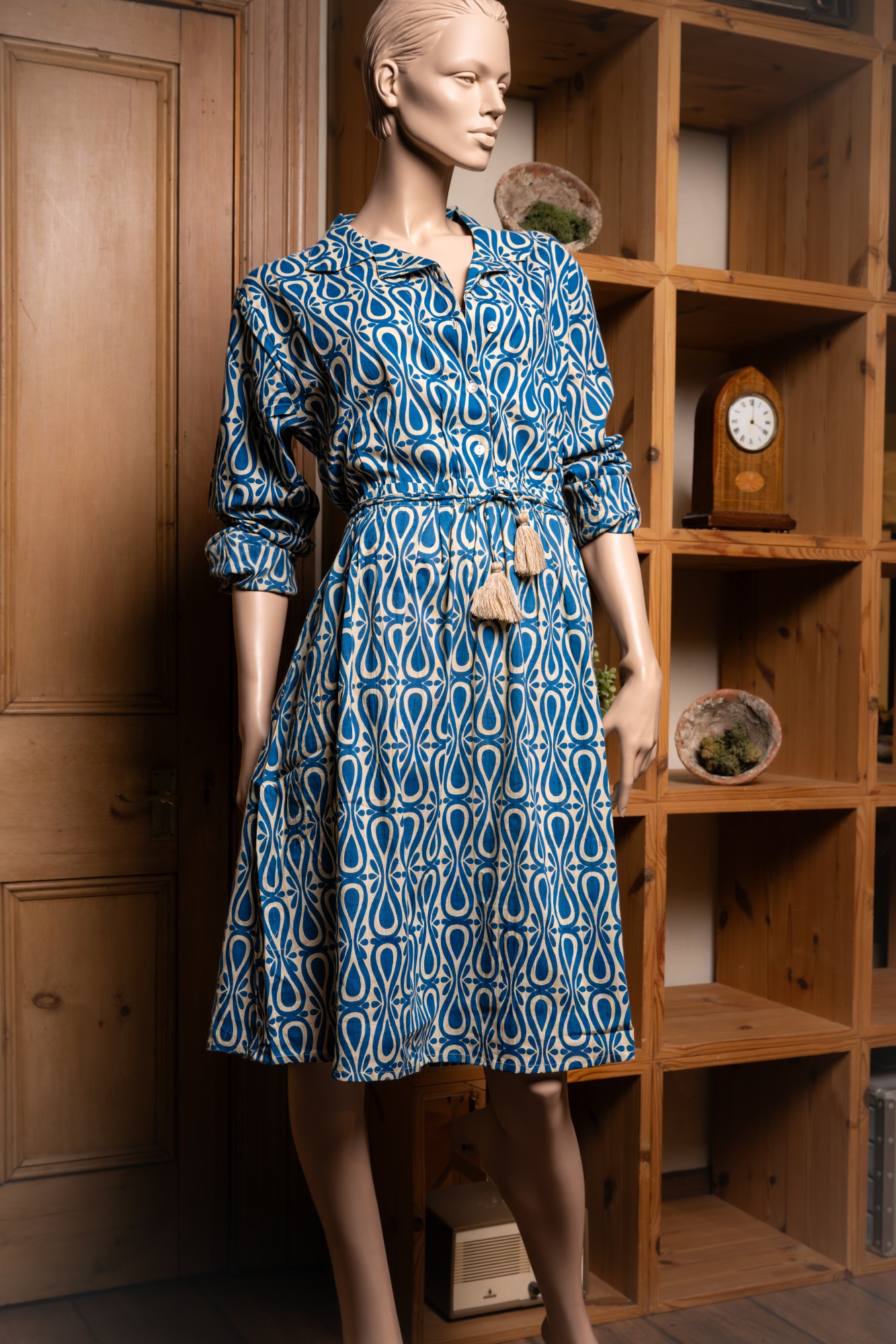 Kleid 'Ponito', blau-weiß, in 4 Größen, aus Baumwolle