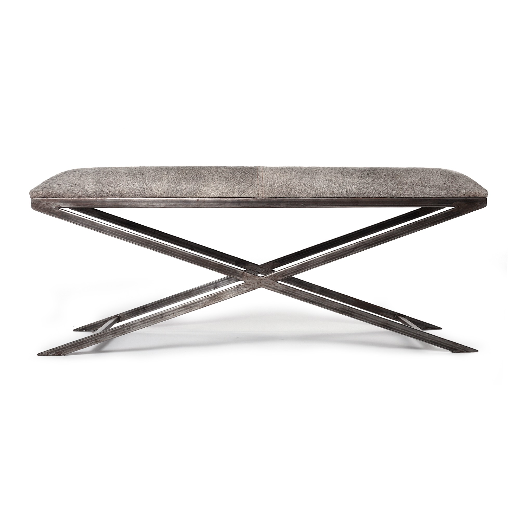 Scherenbank 'Oviedo', grau, T 120 cm, B 43 cm, H 50 cm