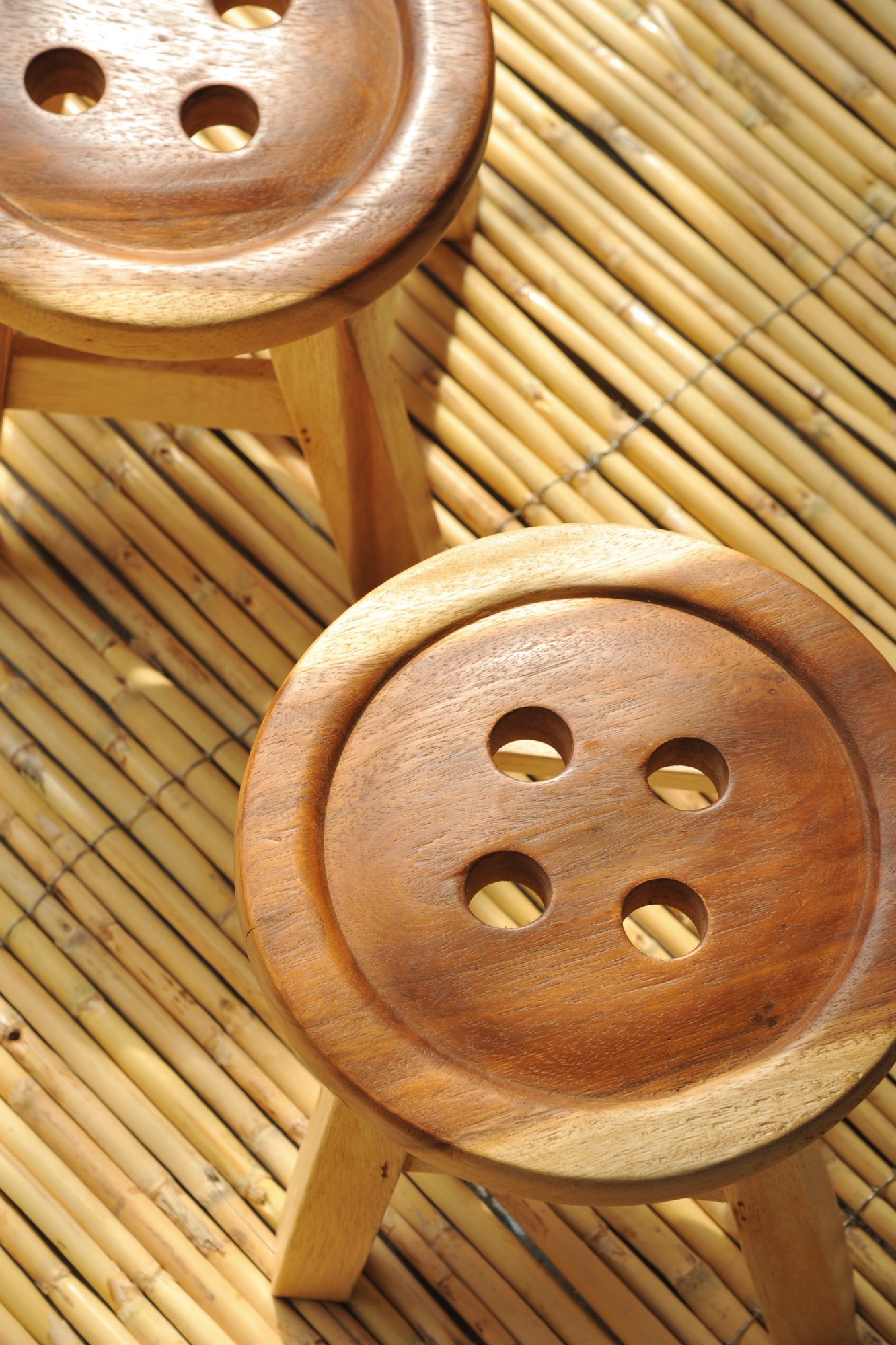 Hocker mit Motiv 'Knopf', natur, Ø 25 cm, H 25 cm