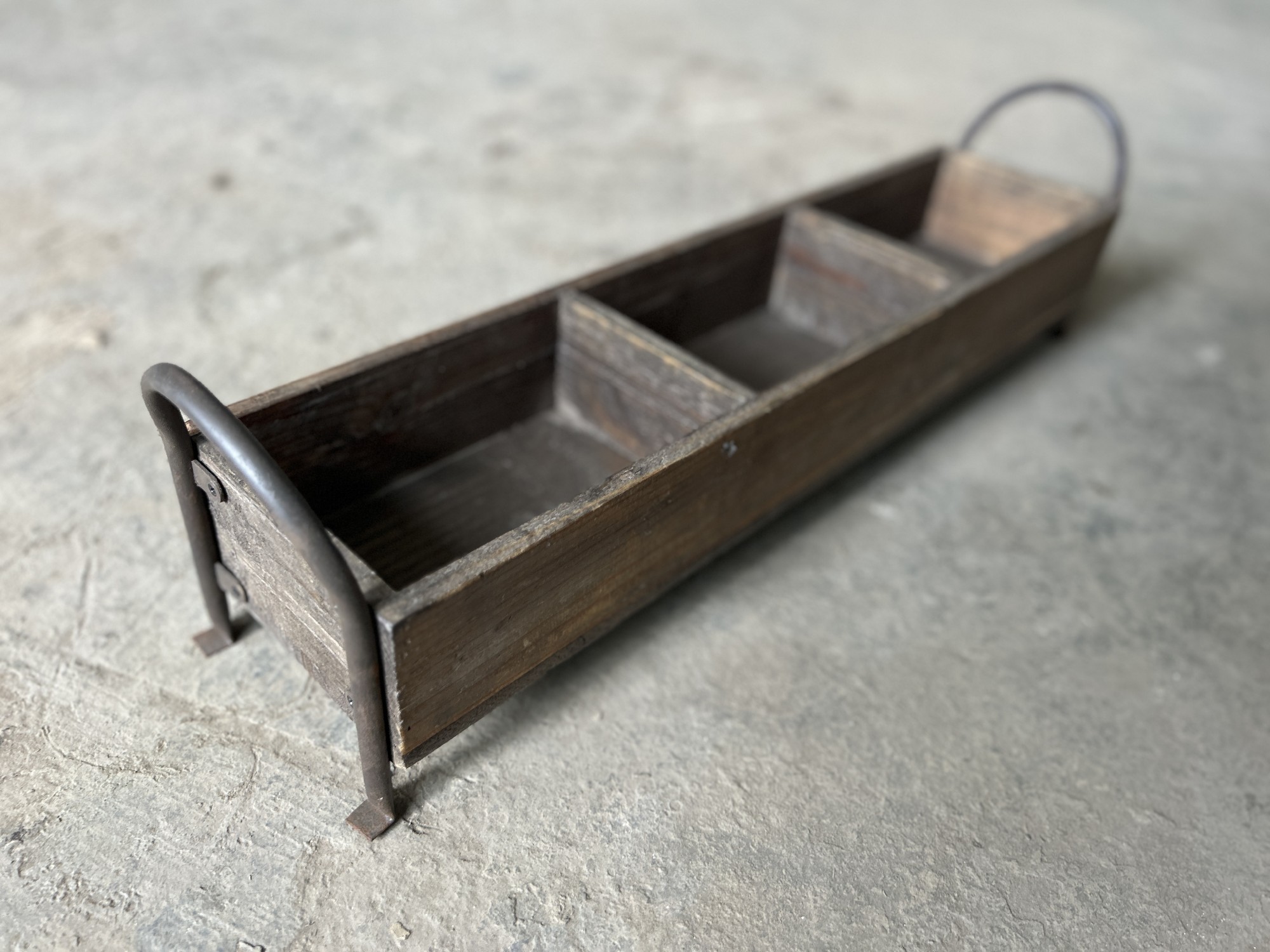 Pflanzkasten mit 3 Fächern, aus recyceltem Holz, B 66 cm, L 15 cm, H 18 cm