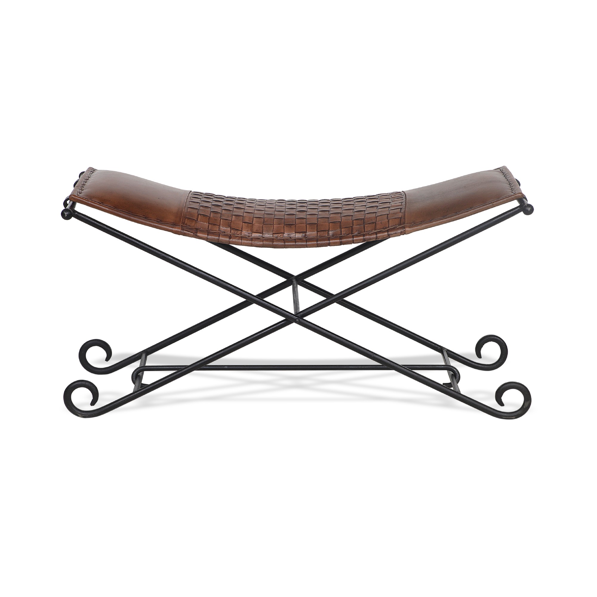 Scherenbank 'Pamplona', schwarz, braun, T 45 cm, B 95 cm, H 48 cm