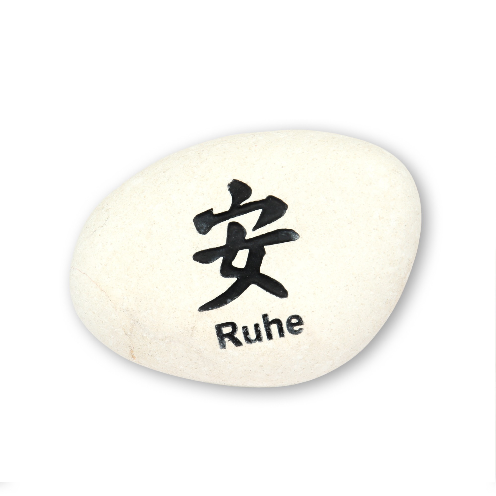 Flusskieselstein 'Ruhe', weiß, T 8 cm, B 8 cm