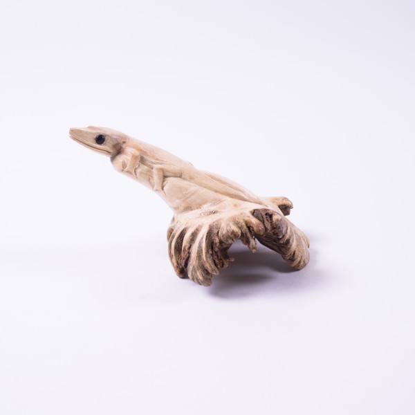 Holzgecko aus verwittertem Holz, braun, Ø 10 cm