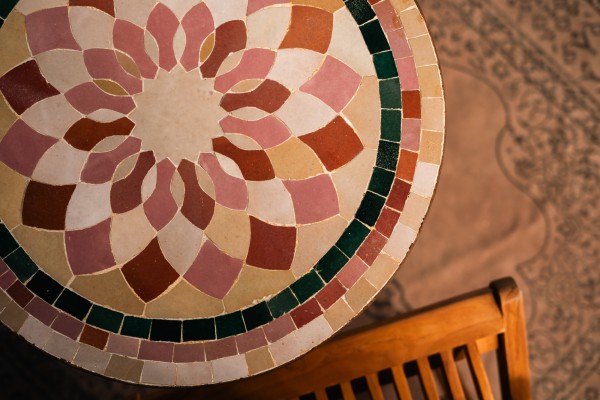 Mosaiktisch rund, grün, braun, Ø 50 cm, H 63 cm