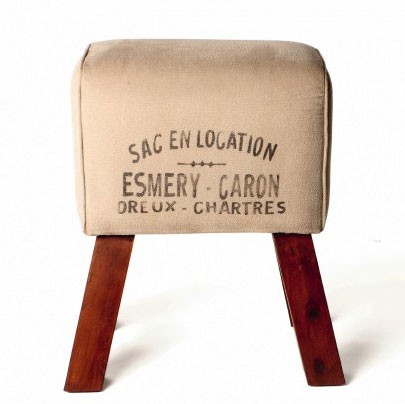 Sitzbock 'Esmery-Caron', beige, braun, L 30 cm, B 39 cm, H 50 cm