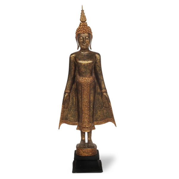 Skulptur 'Buddha stehend', gold, H 125 cm, B 48 cm, L 23 cm