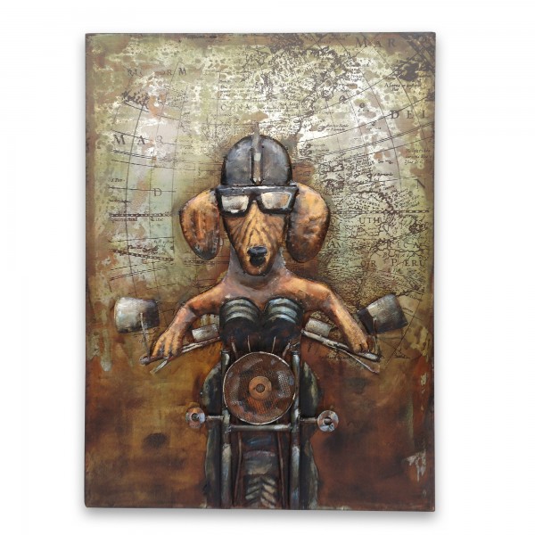 Wandbild 'Hell-Rider' Metall, schwarz, braun, T 7 cm, B 75 cm, H 100 cm