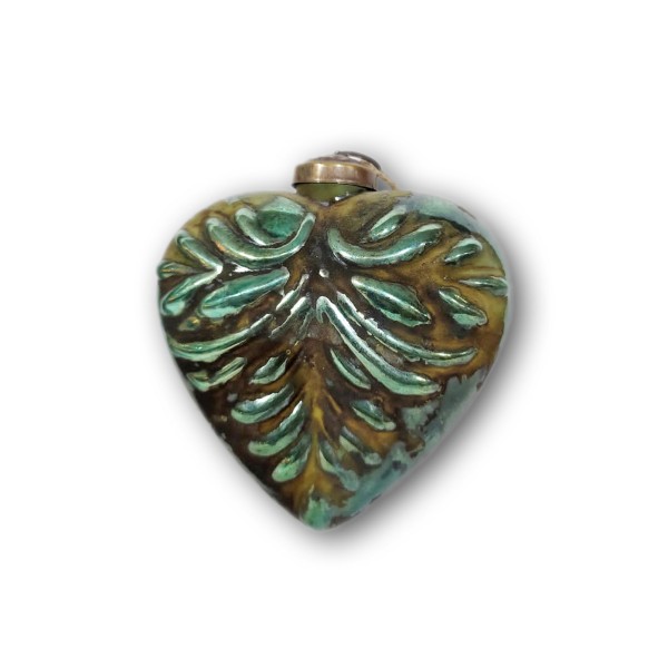 Anhänger 'Herz', antik grün, Ø 12 cm