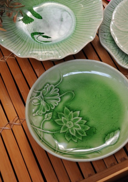 Teller 'Lotusblatt', grün, Ø 19 cm