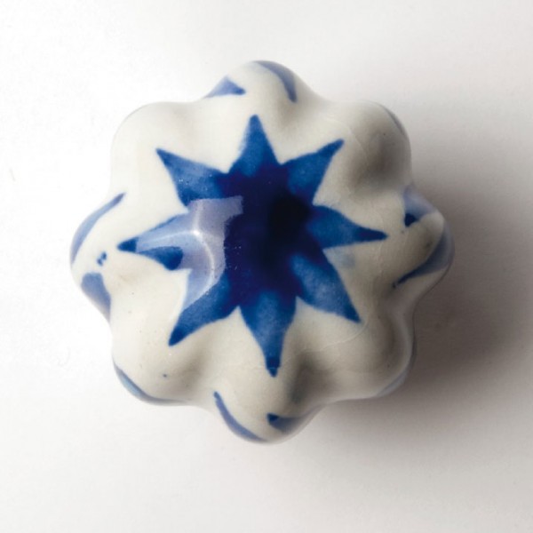 Türknauf "Blume", blau/weiß, Ø 5,5 cm