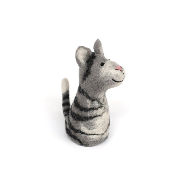 Eierwärmer 'Katze' aus Filz, grau, H 15 cm, Ø 8 cm
