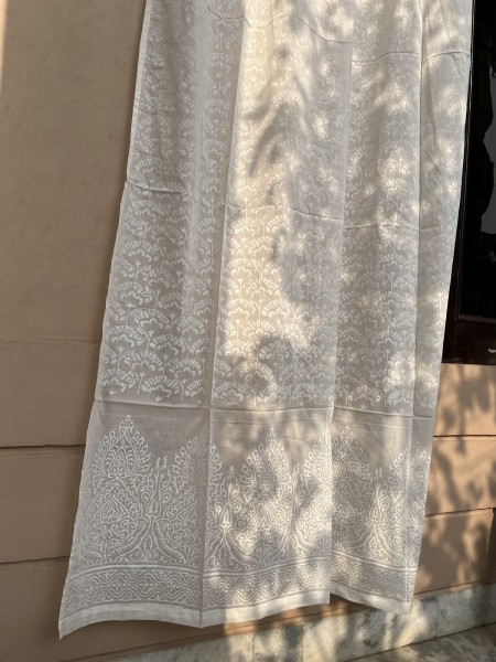 Vorhang aus Baumwolle, weiß, B 110 cm, H 220 cm