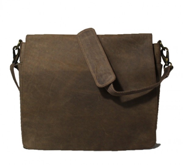 Messenger-Bag, Büffelleder, L 38 cm, B 30 cm, H 9 cm
