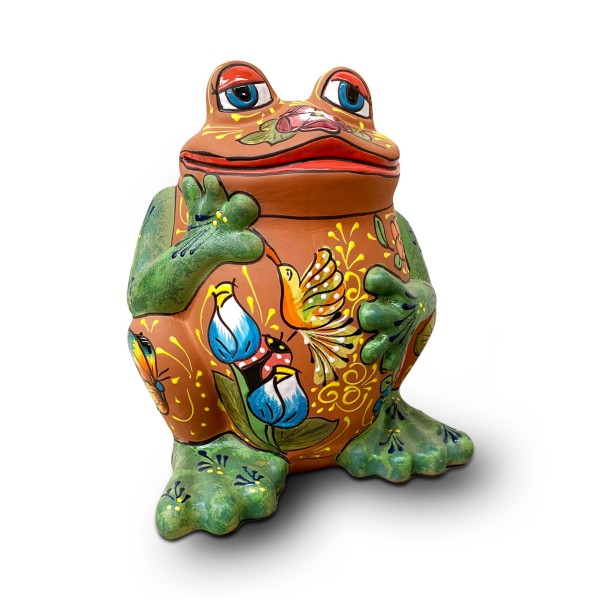 Pflanzgefäß 'Frosch', Terrakotta, multicolor, L 34 cm, B 32cm, H 44 cm