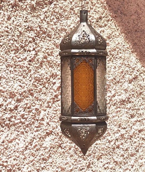 Laterne 'Riad el Moukha', gelb, weiß, T 15 cm, B 15 cm, H 50 cm