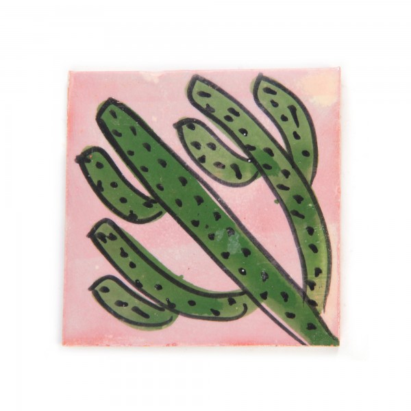 Fliese "cactus", rose/grün, L 10 cm, B 10 cm, H 1 cm