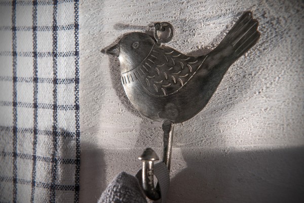 Wandhaken 'Oiseau' aus Metall, vernickelt, B 8 cm, H 8 cm
