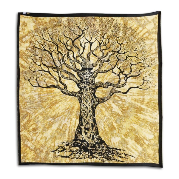 Tagesdecke 'Baum des Lebens', braun, schwarz, L 235 cm, B 210 cm