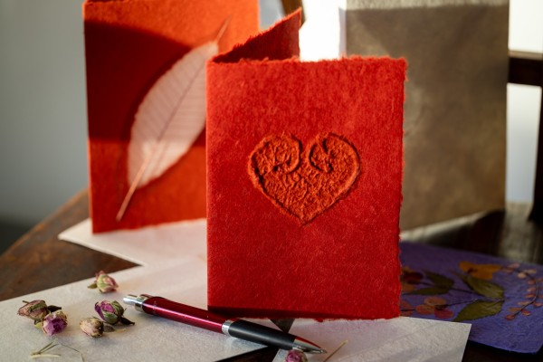 Grußkarte 'Red Heart', rot, B 12 cm, H 17cm