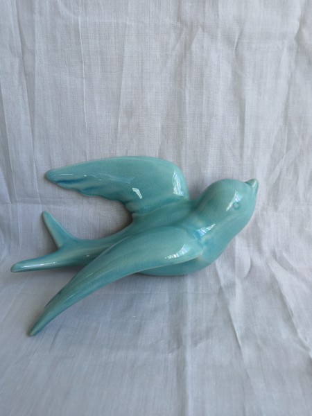 Keramikschwalbe L, blau, T 15 cm, B 25 cm, H 10,5 cm