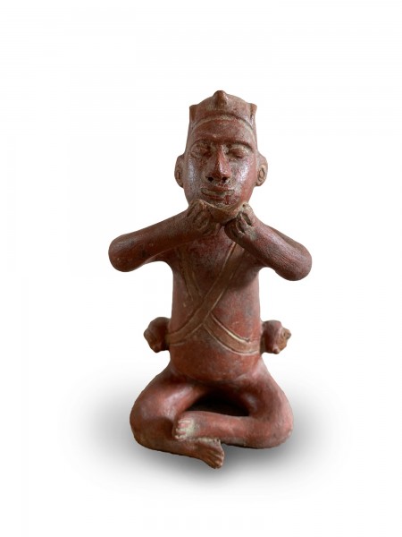 Terrakotta-Figur 'Colima 1' sitzend, handbemalt, H 14 cm, B 7 cm, L 7 cm