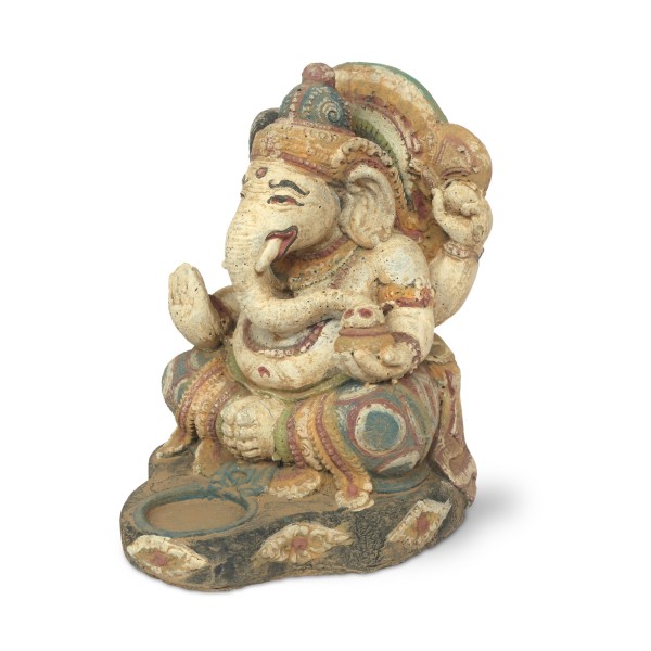 Statue 'Ganesha sitzend' mit Teelichthalter, multicolor, H 23 cm, L 20 cm, B 15 cm