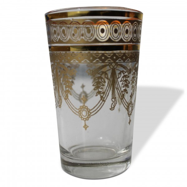 Teeglas mit Goldverzierung, gold, H 9 cm, Ø 5 cm