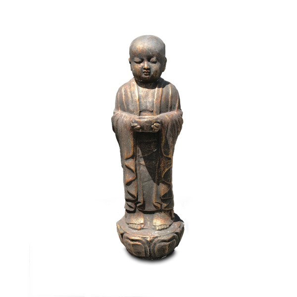 Zementfigur 'stehender Buddha', H 58 cm, Ø 18 cm