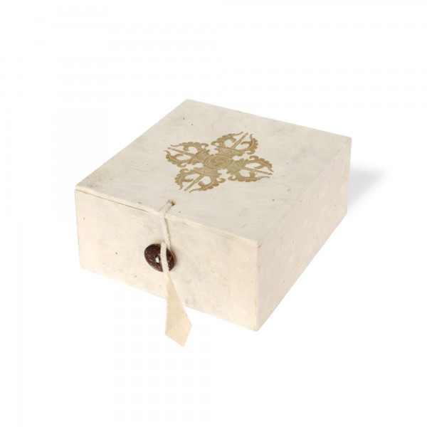 Lokta Box 'Vajra', weiß, T 11 cm, B 11 cm, H 5,5 cm