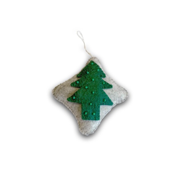 Filz-Ornament Tanne, grau-grün, B 11 cm, H 11 cm