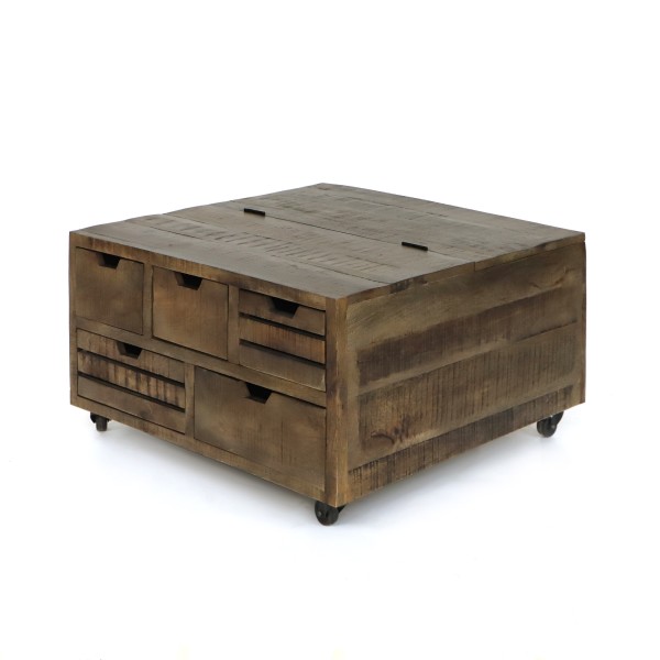 Couchbox 'Trempton' mit 5 Schubladen, Mangoholz, B 80 cm, L 80 cm, H 46 cm