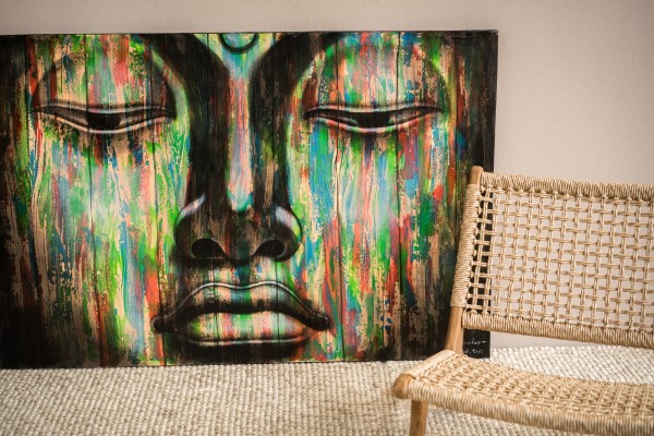 Gemälde 'Buddha multicolor', auf Leinwand, B 150 cm, H 100 cm, T 4 cm