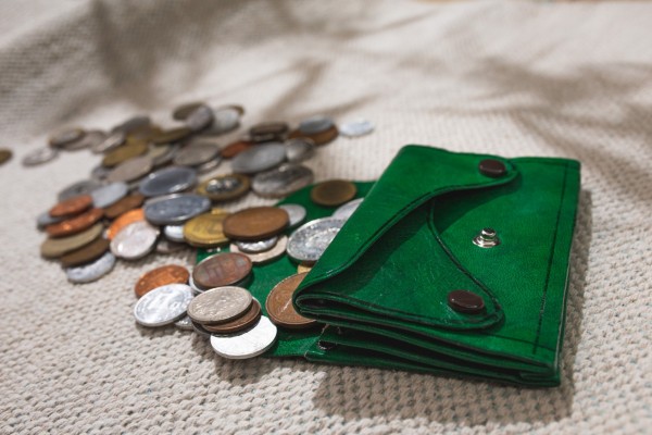 Portemonnaie, grün, T 7 cm, B 10,5 cm